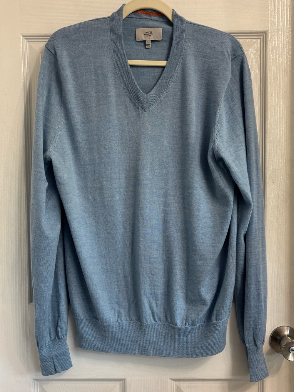 Jack Spade Light Blue V-Neck Wool Pullover Sweater Large Classic City Preppy